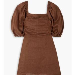 Faithfull the Brand Venezia pintucked linen midi dress in Brown